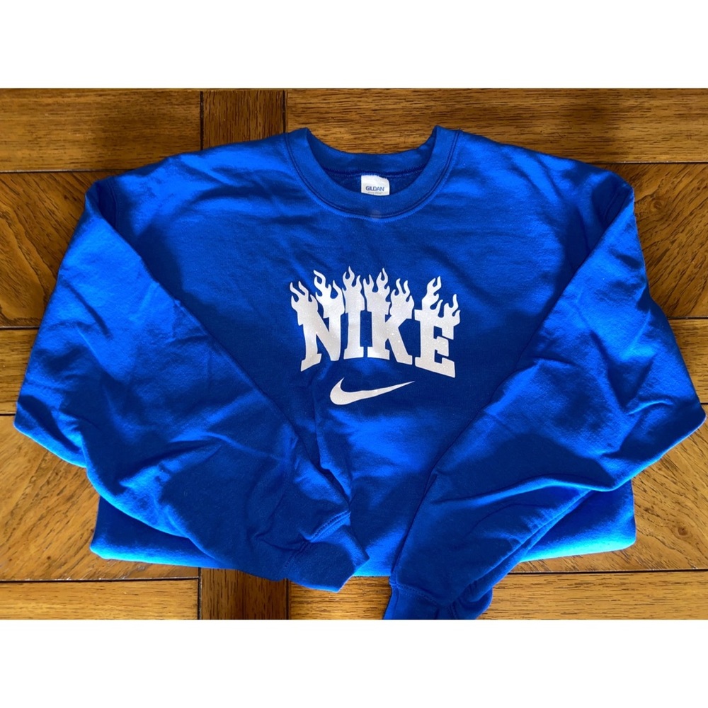 Personalized Blue Nike Flame Crewneck